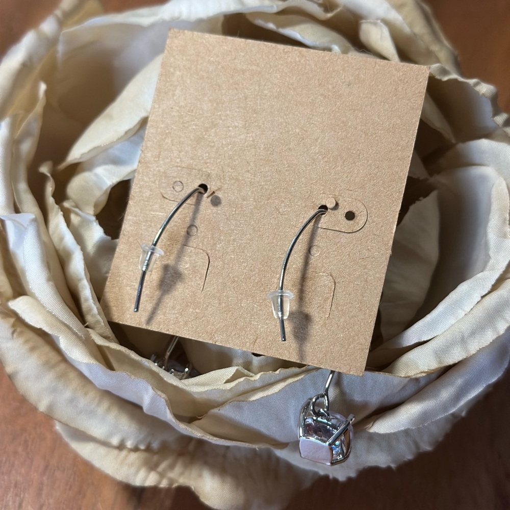 Plunder Silver Stud Earrings with Sparkling Crystals - Picture 2 of 4